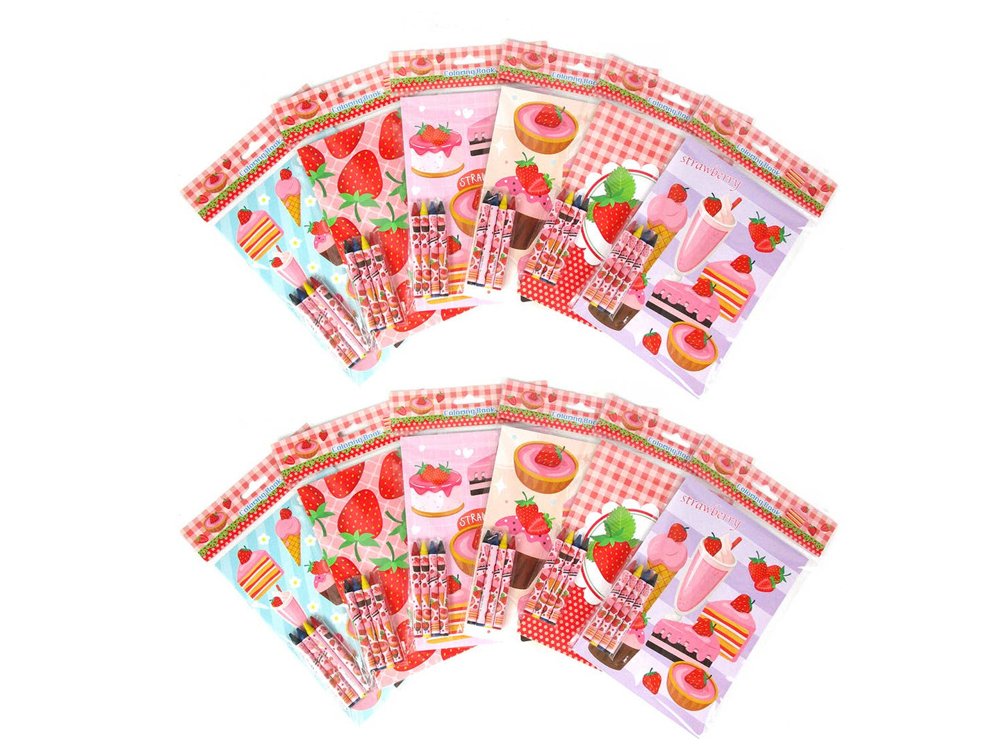 Strawberry Coloring Books with Crayons Party Favors
