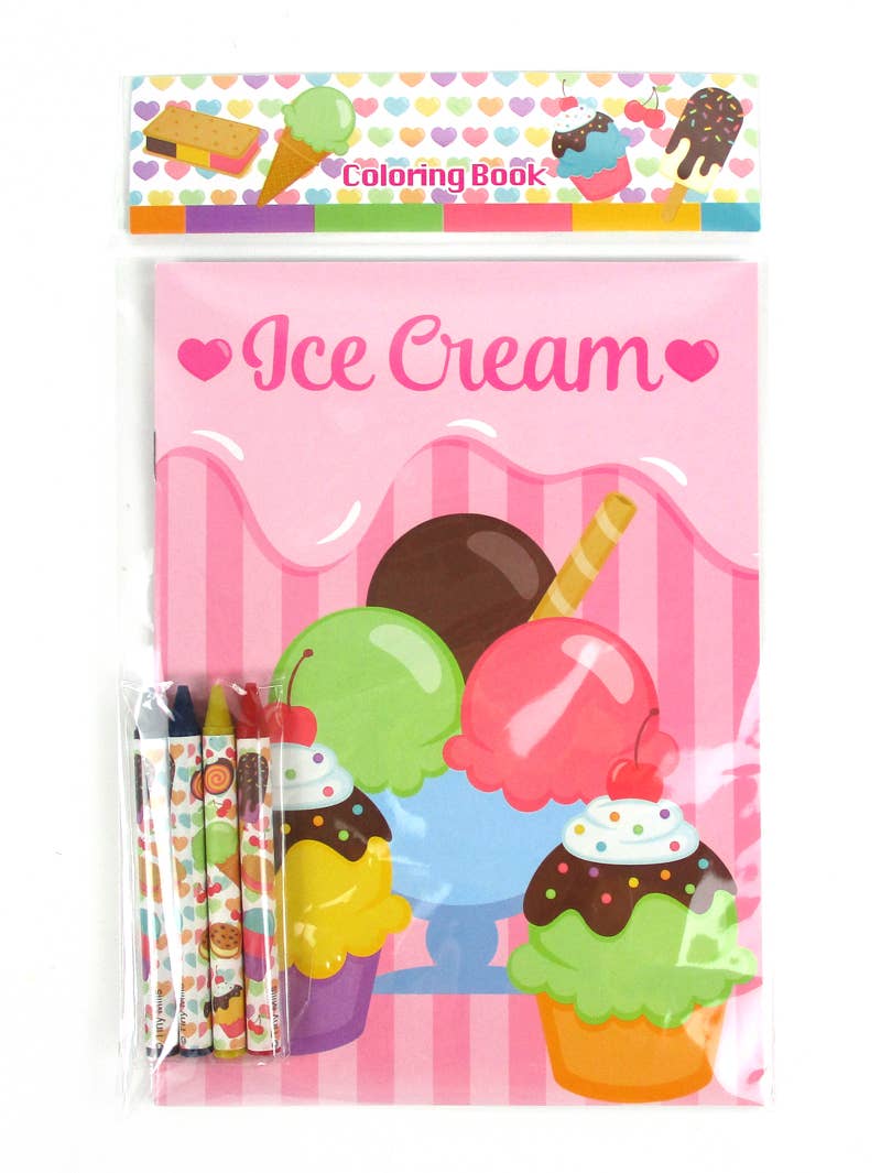 Ice Cream Coloring Books with Crayons Party Favors