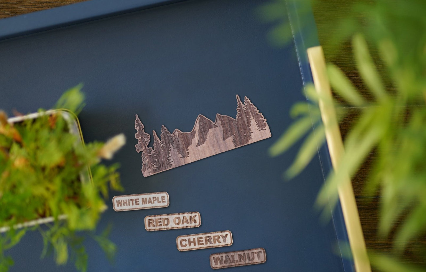 Mountains and Trees Wooden Sticker | 1