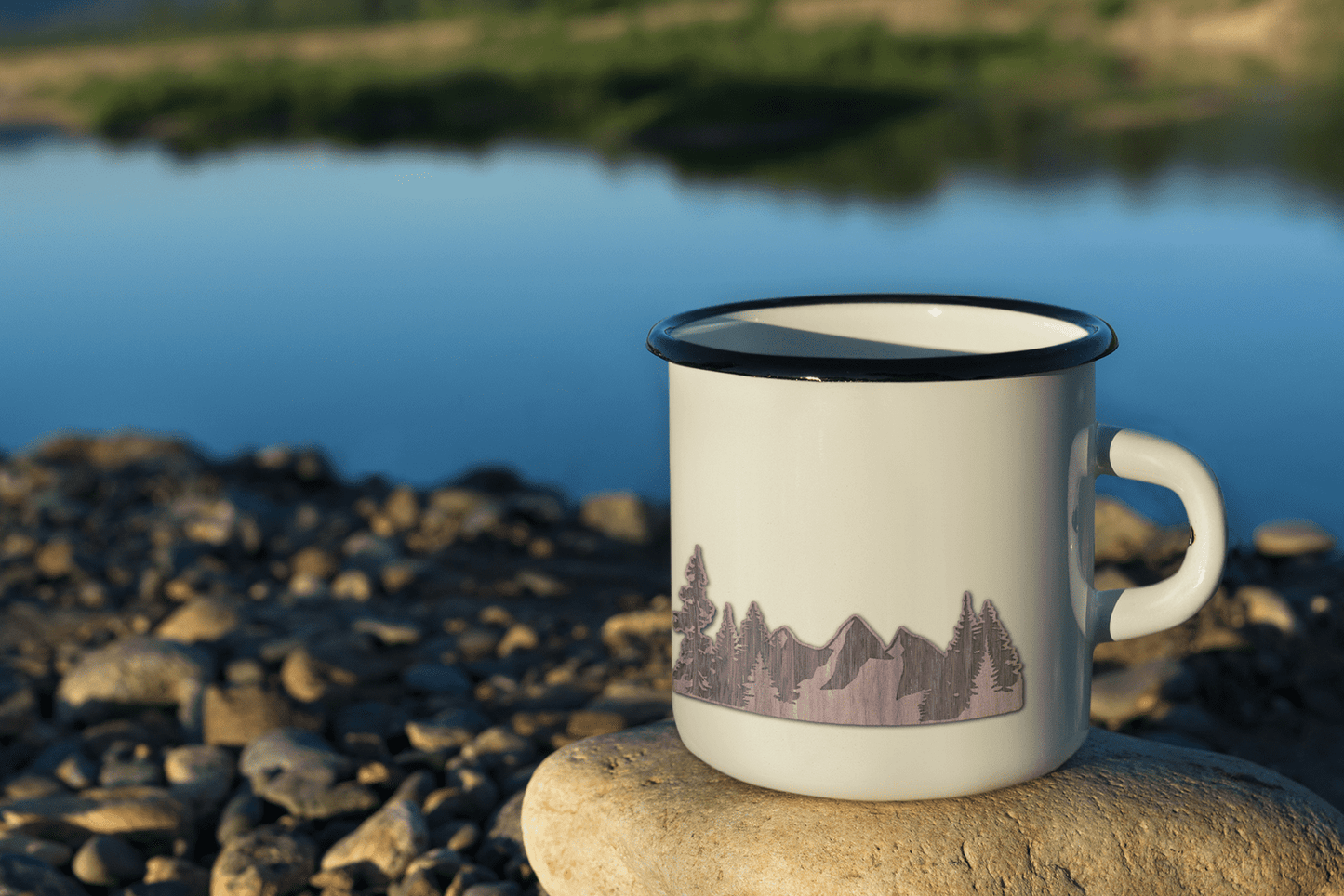 Mountains and Trees Wooden Sticker | 1