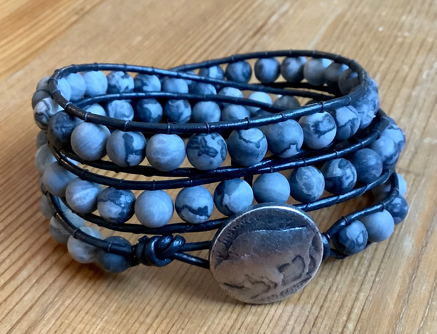 Map Jasper Wrap Bracelet