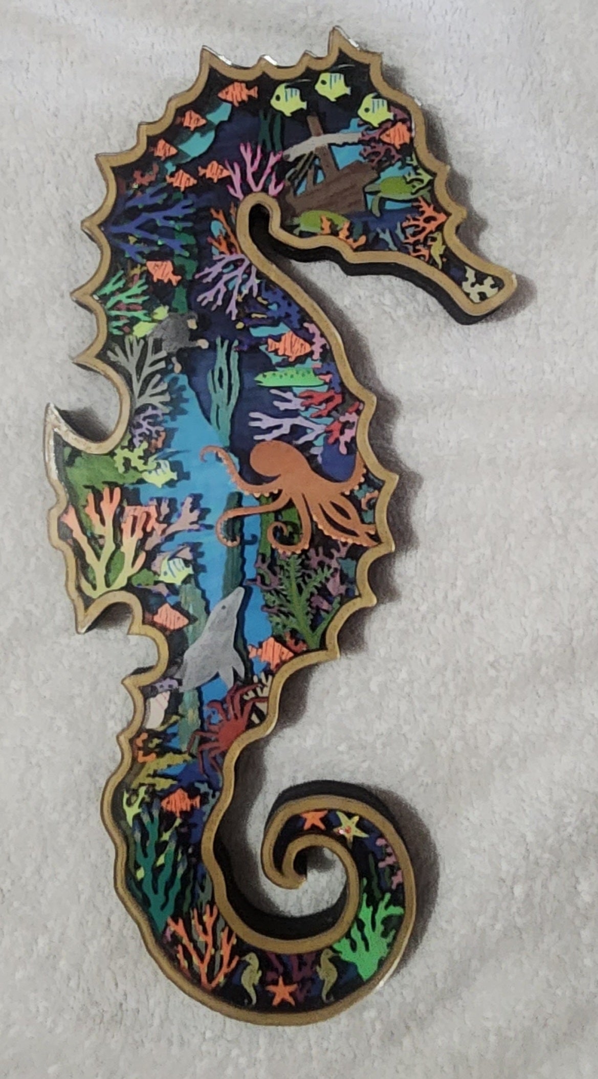 Wooden Layered Seahorse hanging wall art