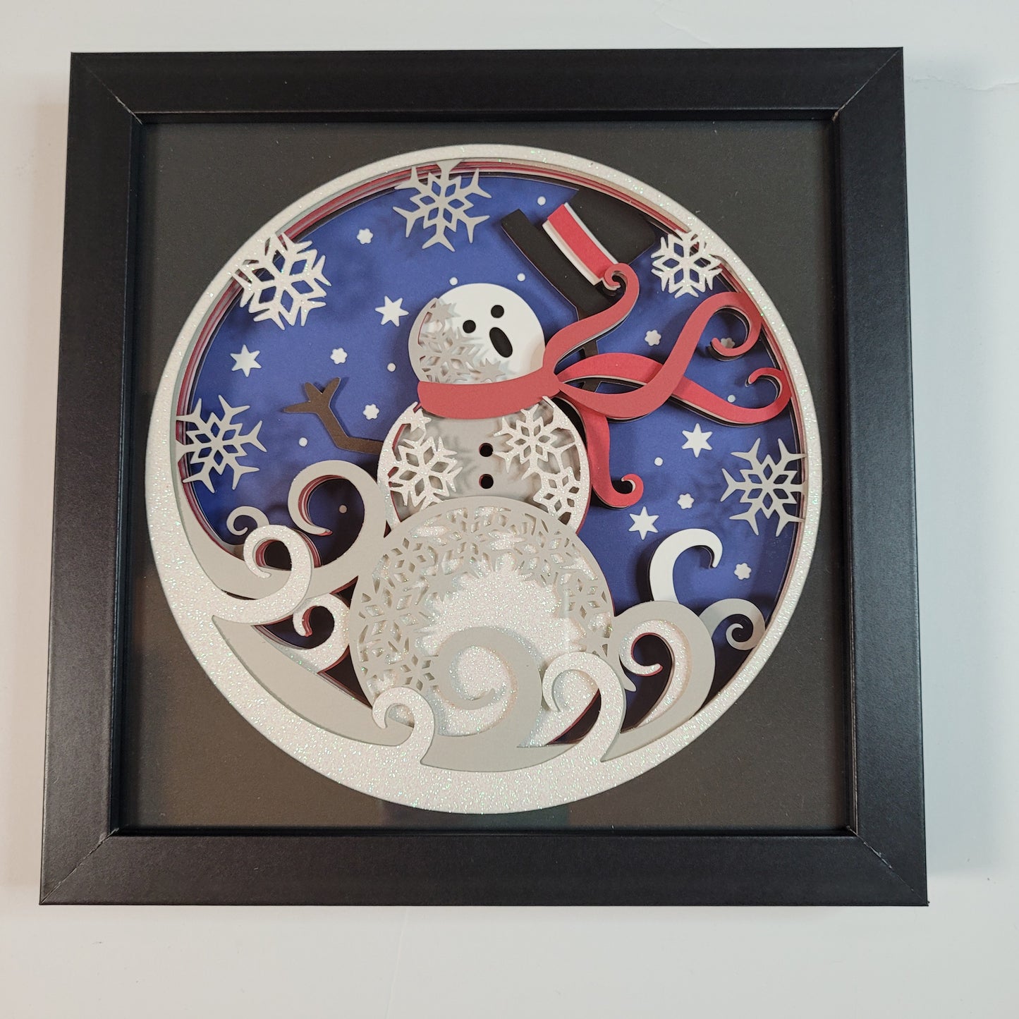 Snowman with Hat Shadow Box