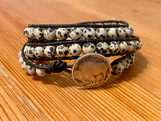 Dalmatian Jasper Wrap Bracelet
