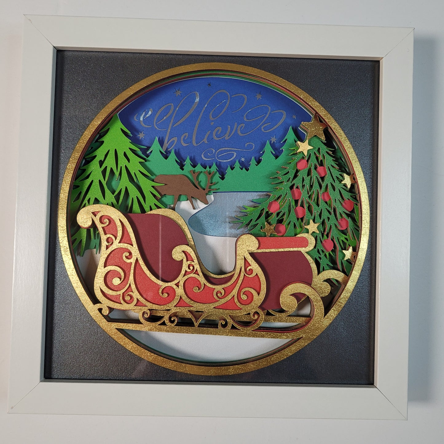 Santa Sleigh shadow box