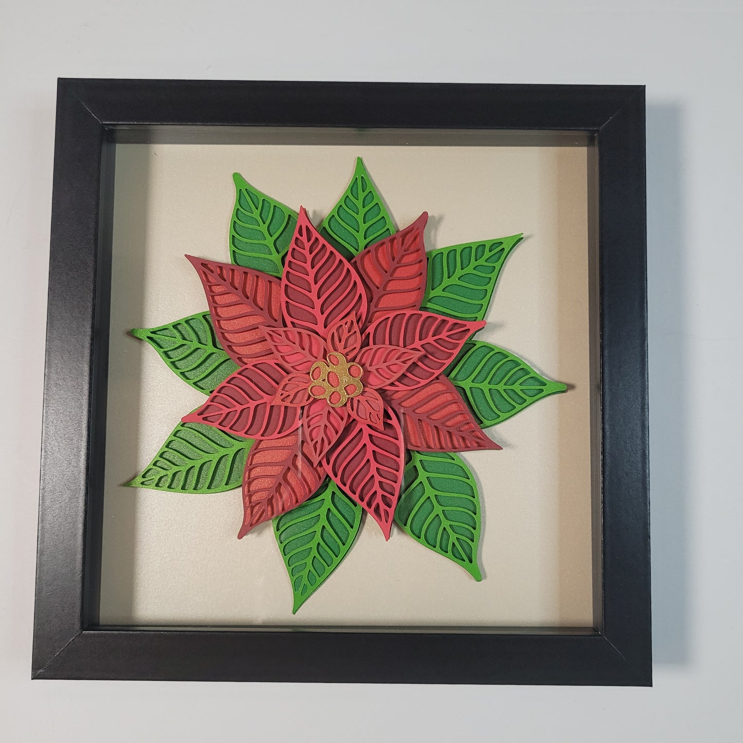 Poinsettia shadow box