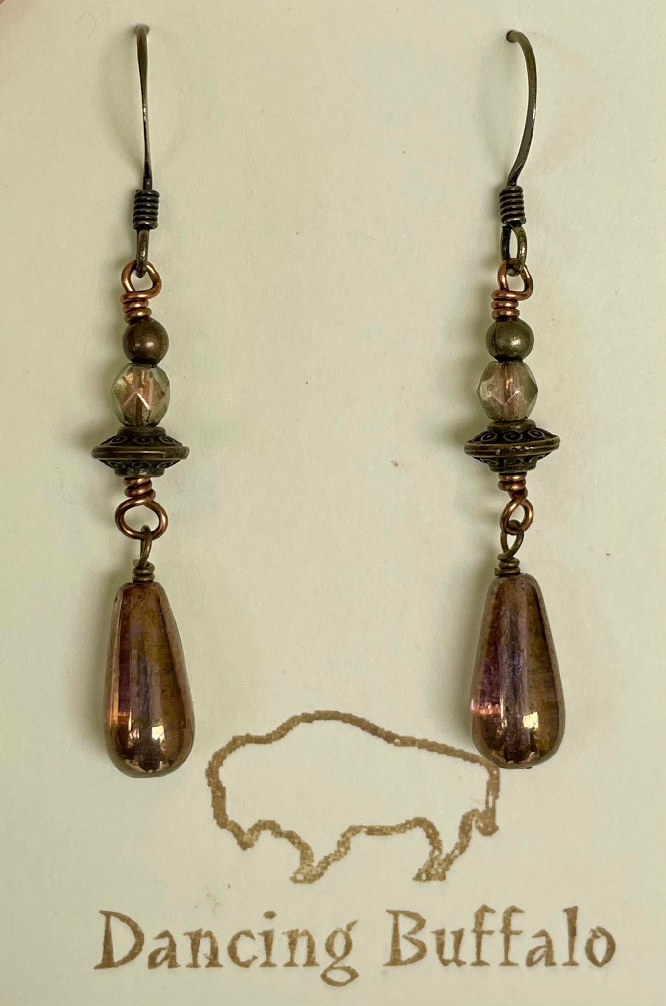 Rust Czech Glass Drop Earrings