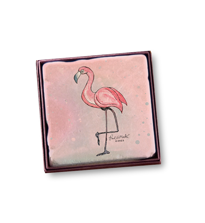 Flamingo (Watercolor) 4" Marble Coaster