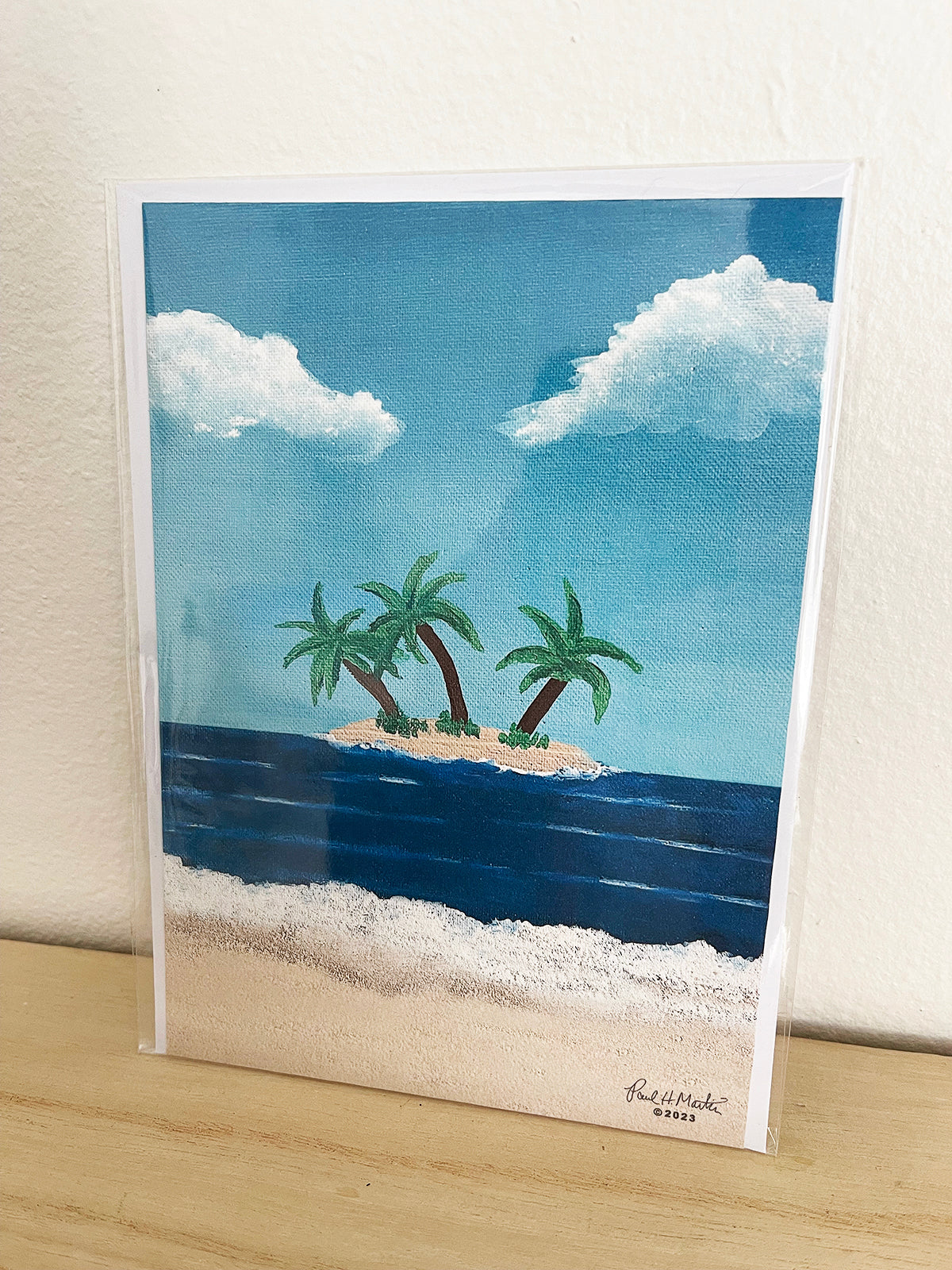 Three Palm Tree Island - 5x7 Greeting Card