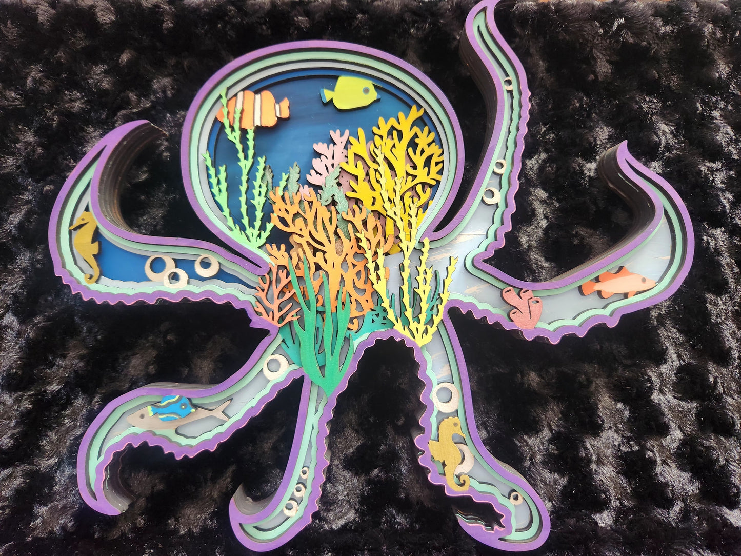 Wooden Layered Octopus Small