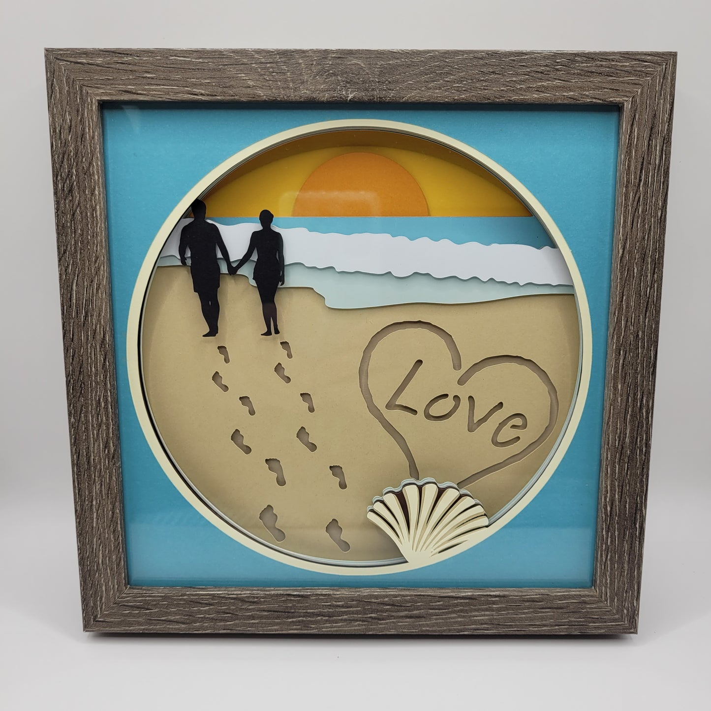 Couple on Beach 3D shadow box