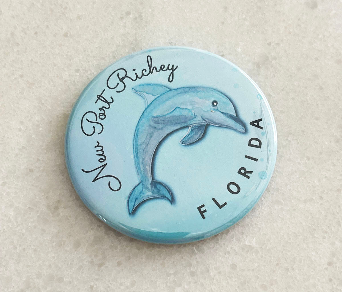 DOLPHIN - New Port Richey, FL 2.25" Round Metal Magnet