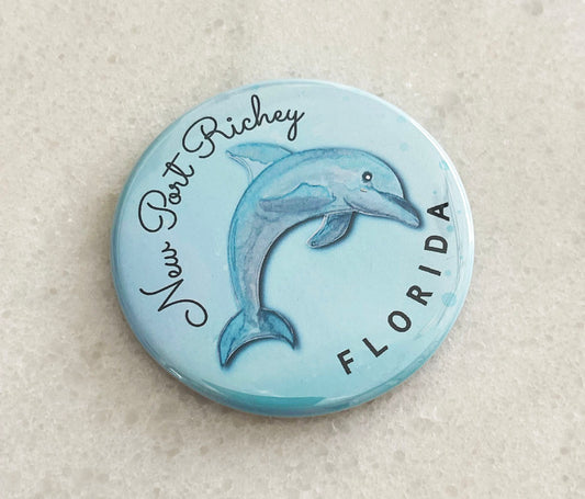 DOLPHIN - New Port Richey, FL 2.25" Round Metal Magnet