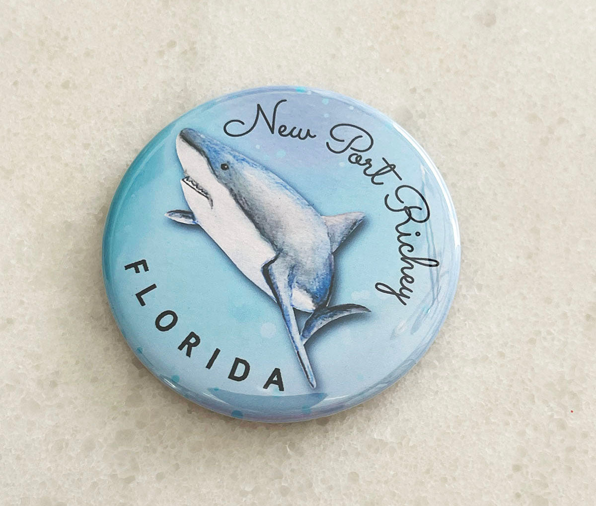 SHARK - New Port Richey, FL 2.25" Round Metal Magnet
