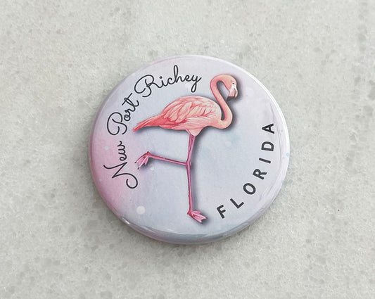 FLAMINGO - New Port Richey, FL 2.25" Round Metal Magnet