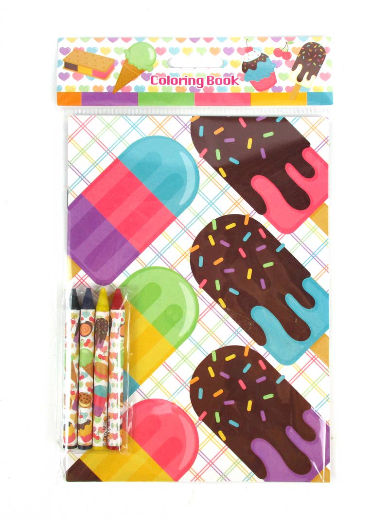 Ice Cream Coloring Books with Crayons Party Favors