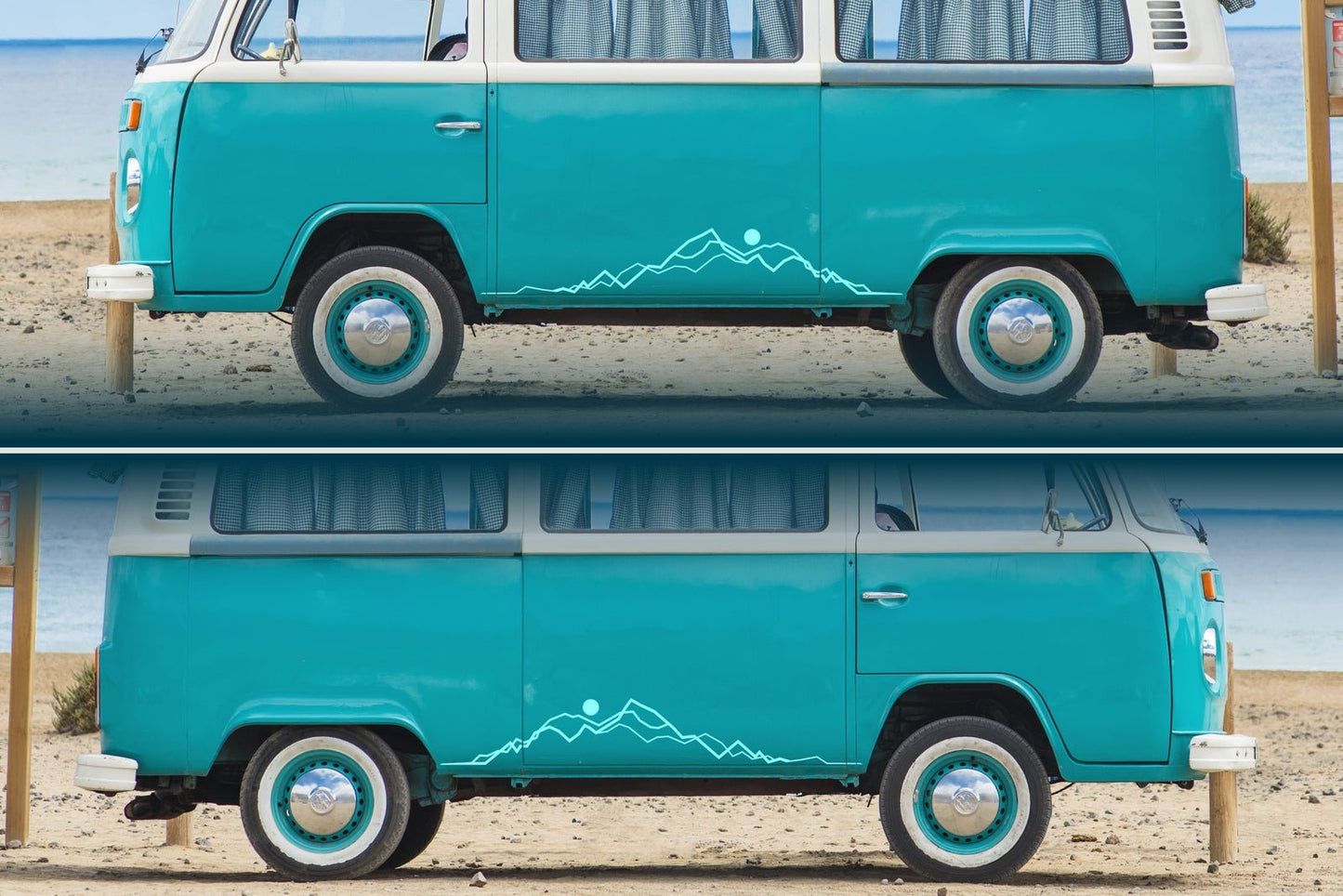 Mirrored Pair of Line Art Mountains Vinyl Decals | 273P