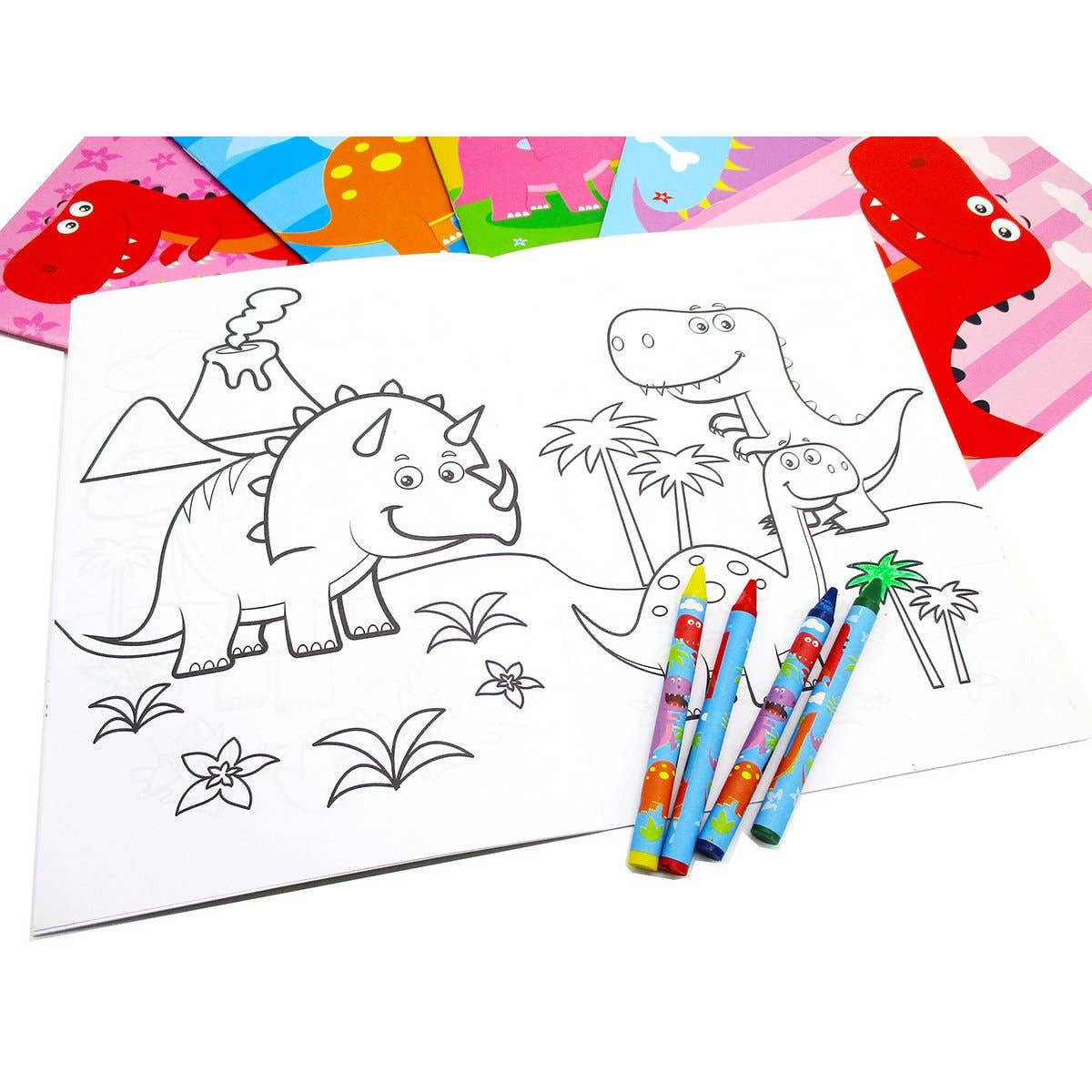 Dinosaurs Coloring Books with Crayons Party Favors Set of 12