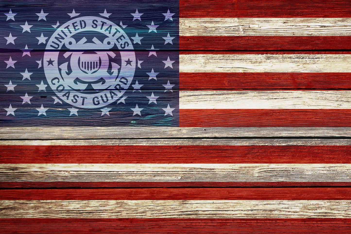 American Flag Coast Guard Star Union Vinyl Decal or Stencil | 310