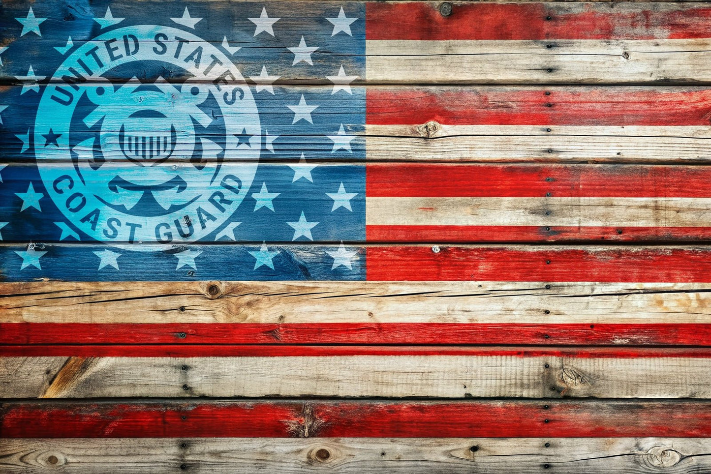 American Flag Coast Guard Star Union Vinyl Decal or Stencil | 310