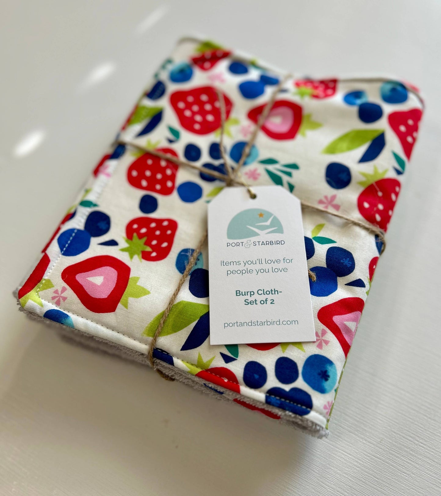 Summer Berries Burp Cloth, set of 2