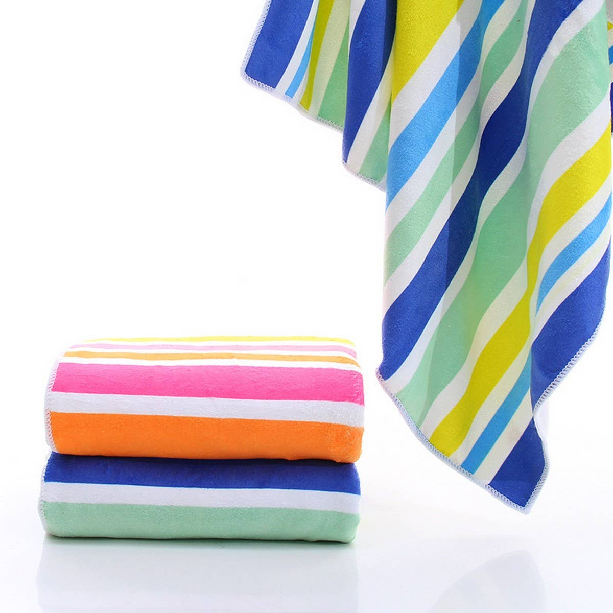THICKENED BEACH TOWEL WITH PRINTED STRIPES