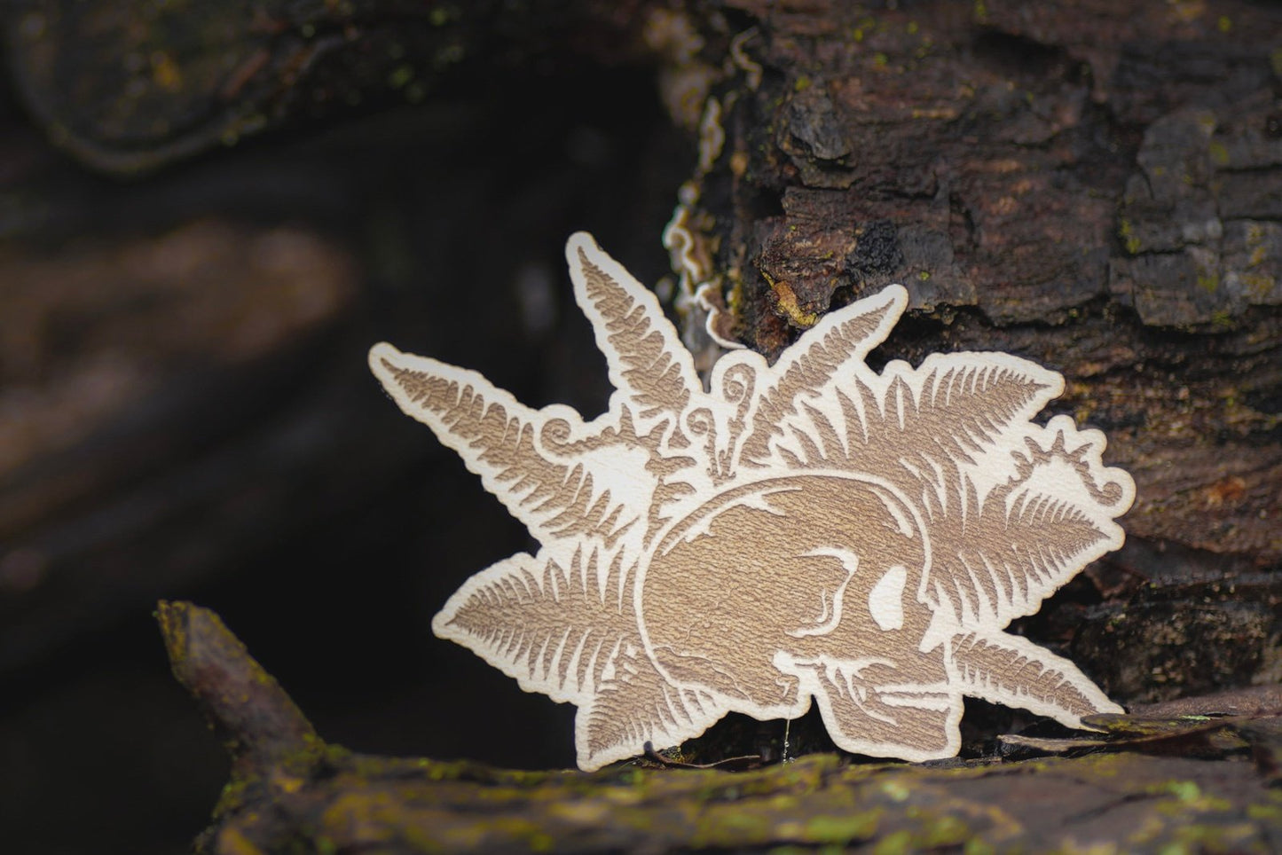 Fern Skull Wooden Sticker | 6