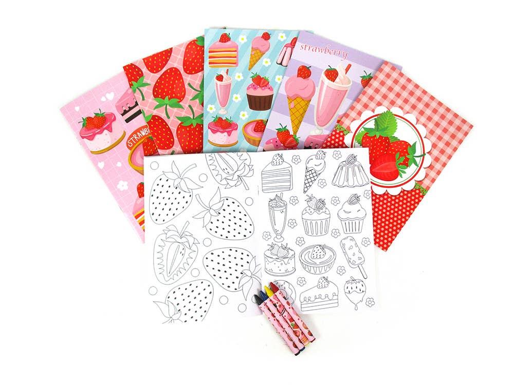 Strawberry Coloring Books with Crayons Party Favors