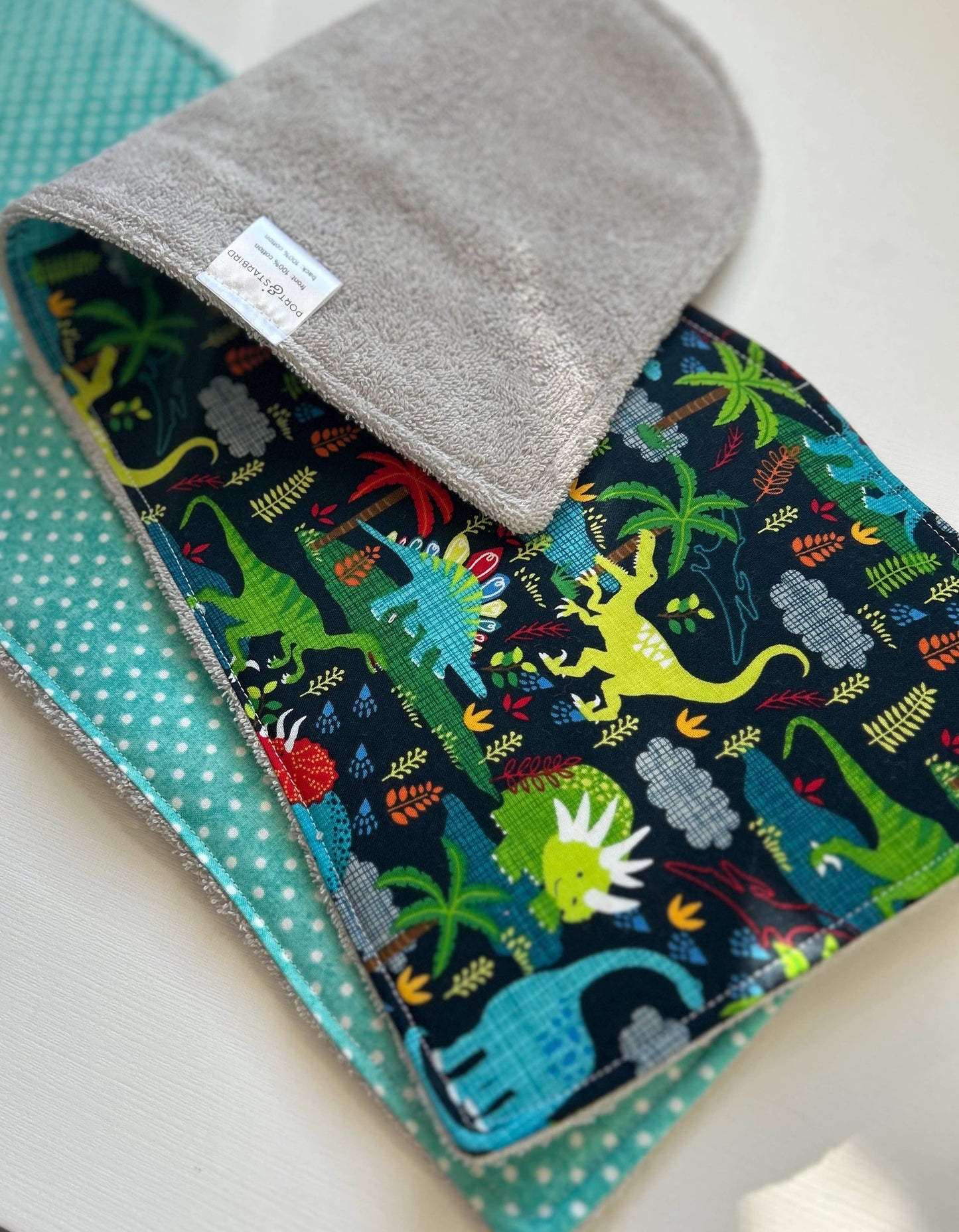 Primary Dinos Burp Cloth, set of 2