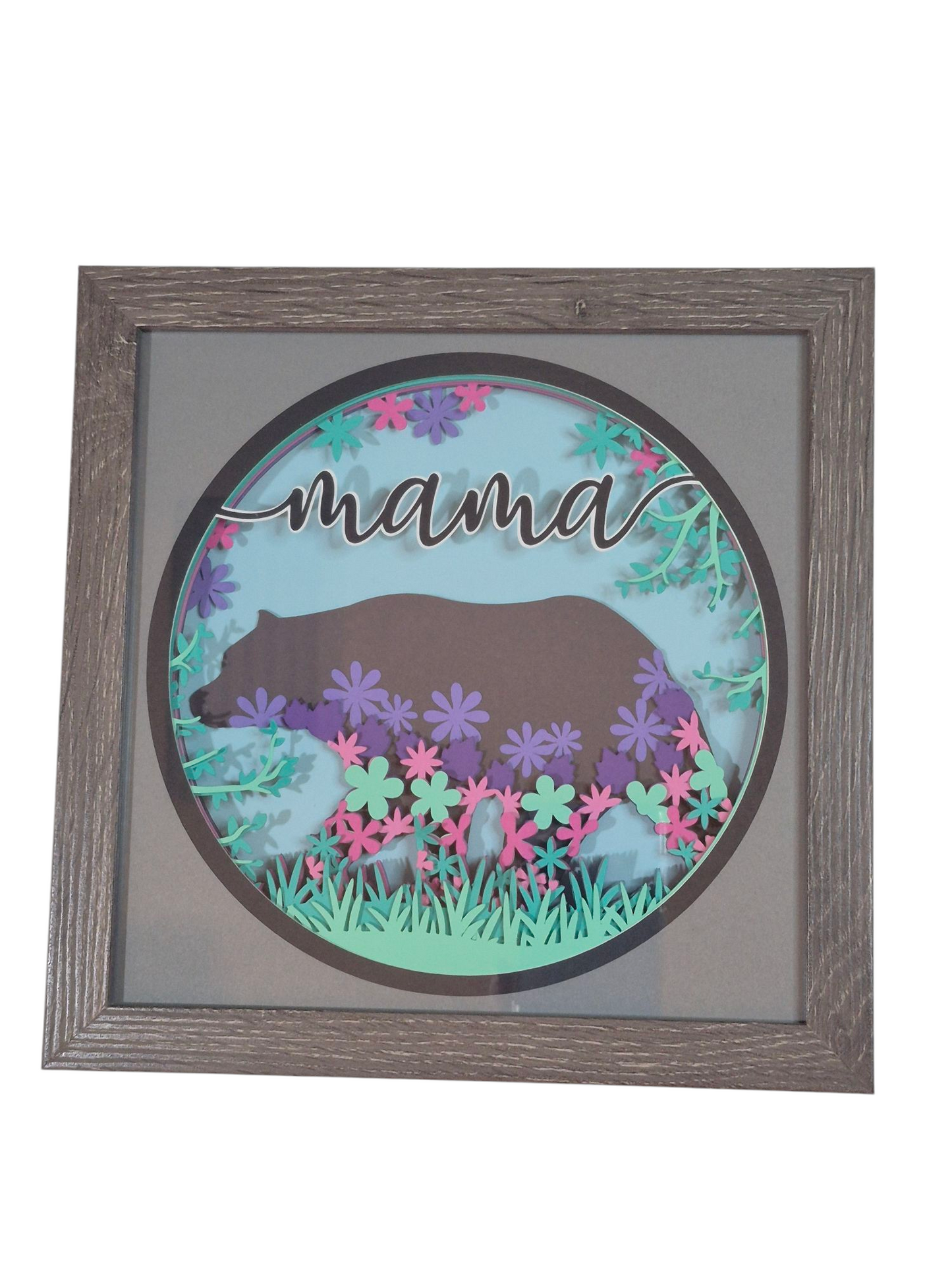 3D Mama bear shadow box