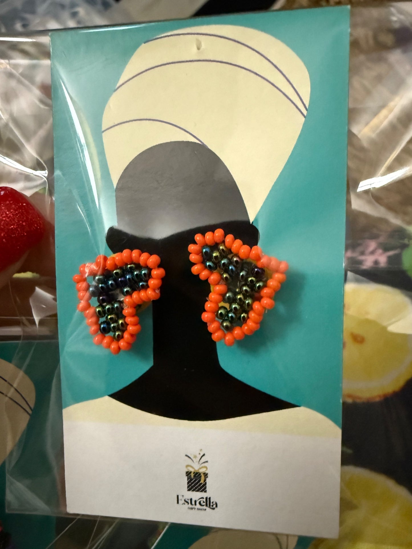 Beaded Heart Earrings - 1