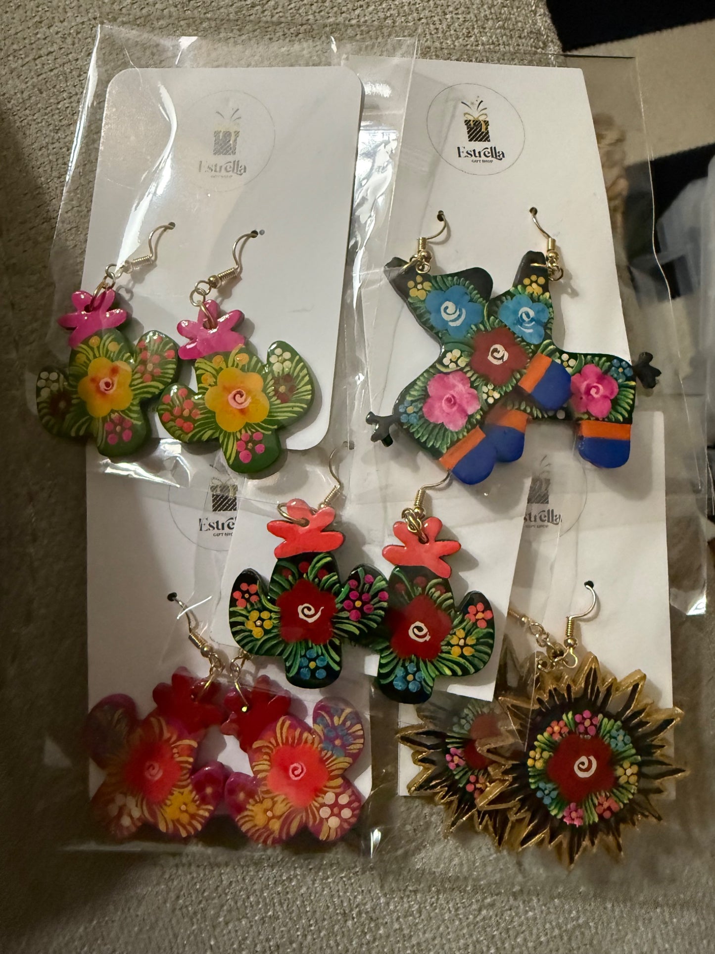 Wood Earrings Colorful - 1