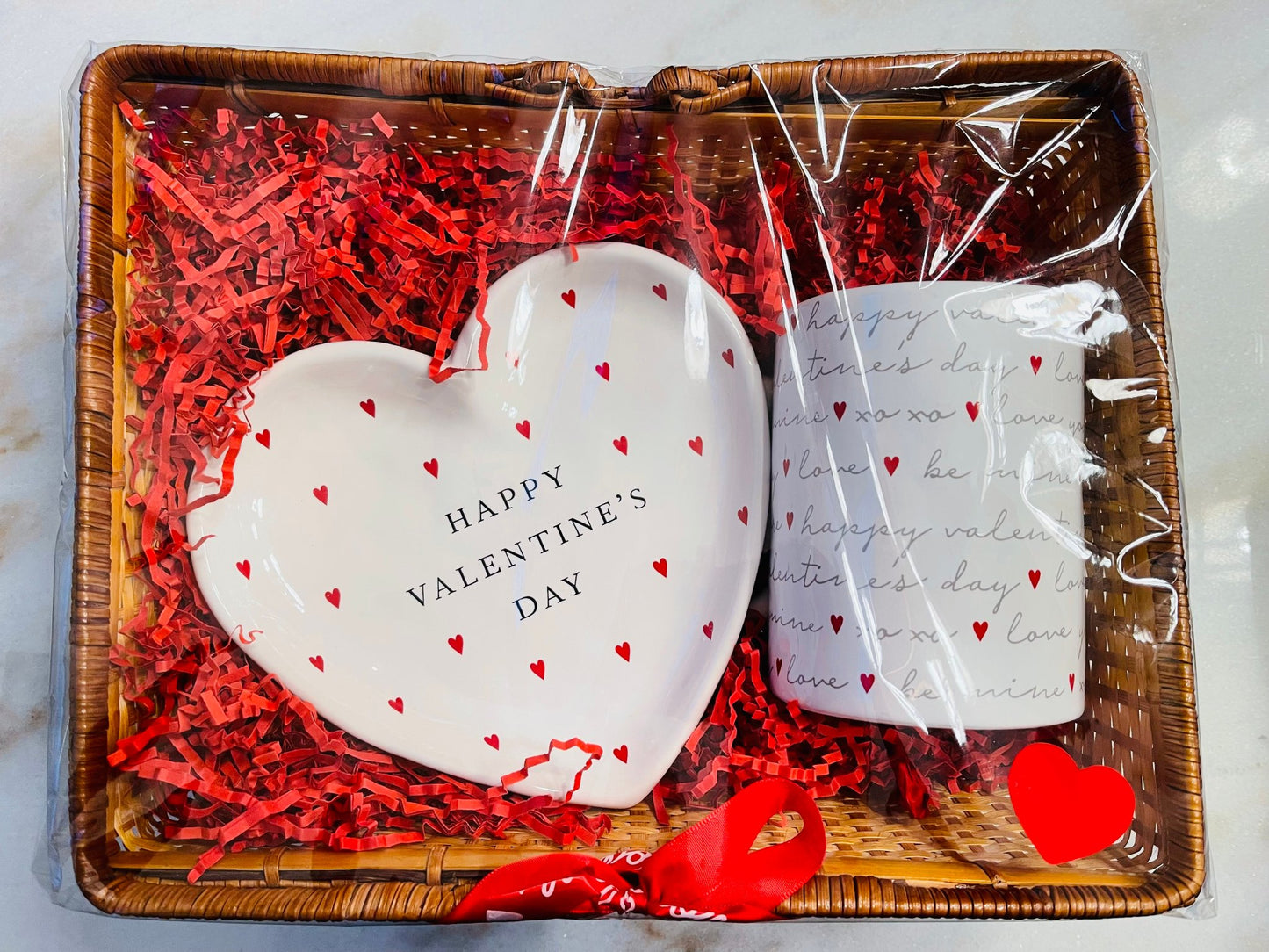 Gift Basket with Heart Dish & Mug - Valentine's Day! - 1