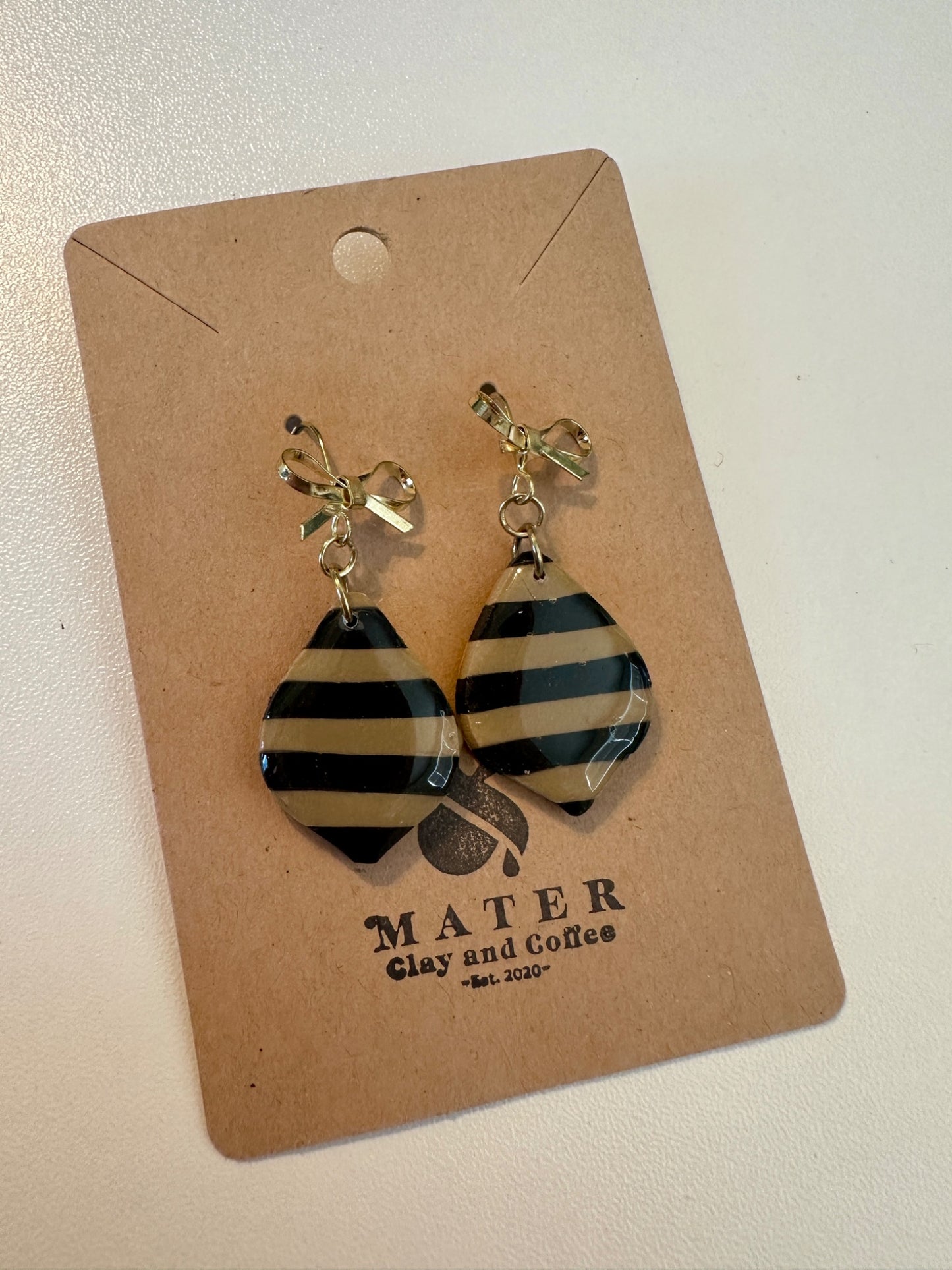 Striped Dangles with bows - 1
