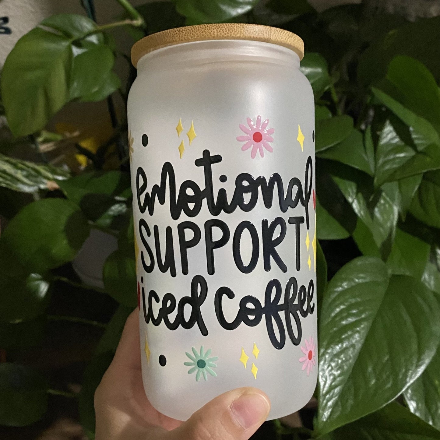 Emotional Support Iced Coffee 16oz Glass Can