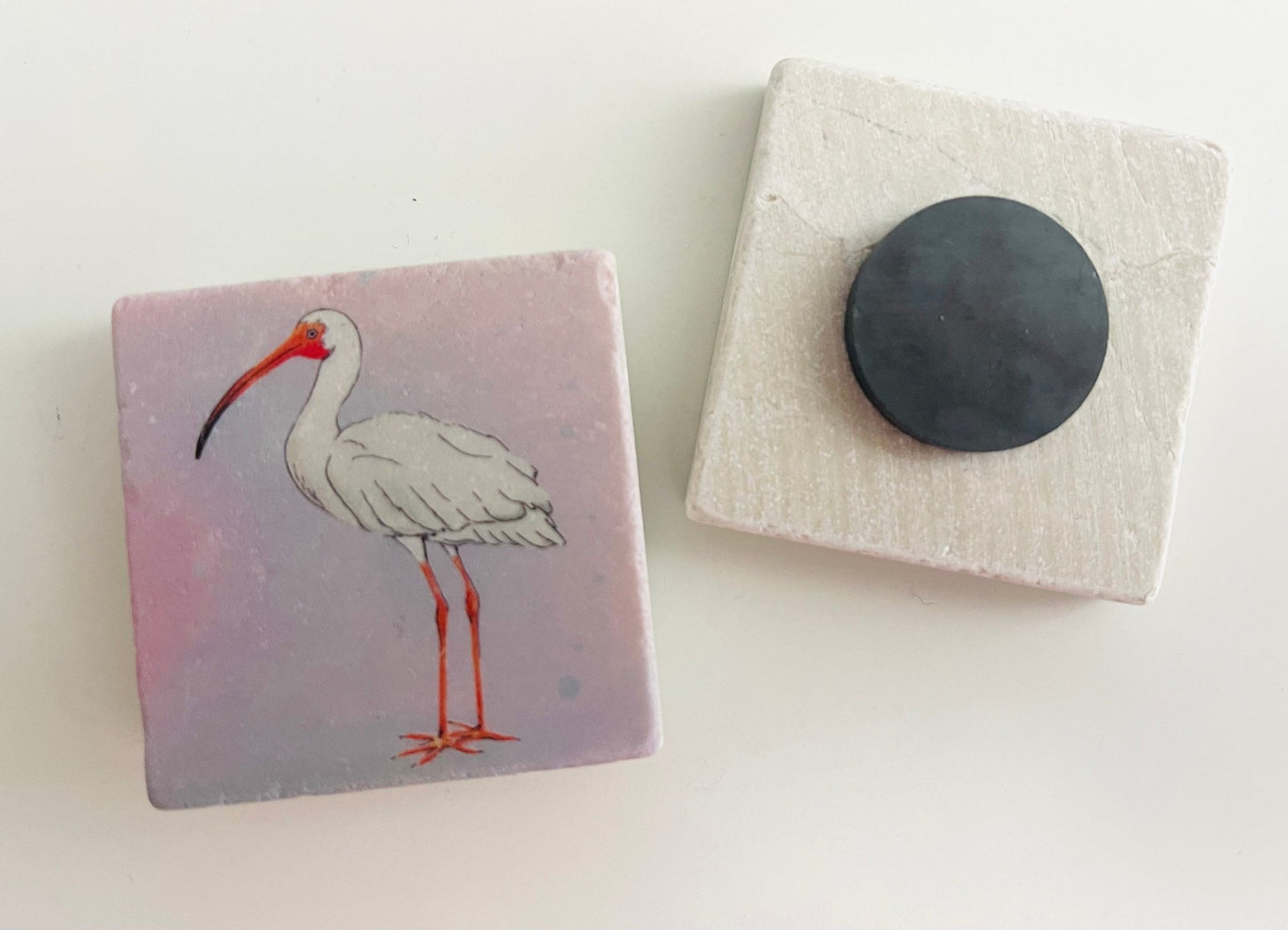 White Ibis (Watercolor) - 2" Marble Magnet