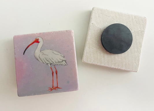 White Ibis (Watercolor) - 2" Marble Magnet