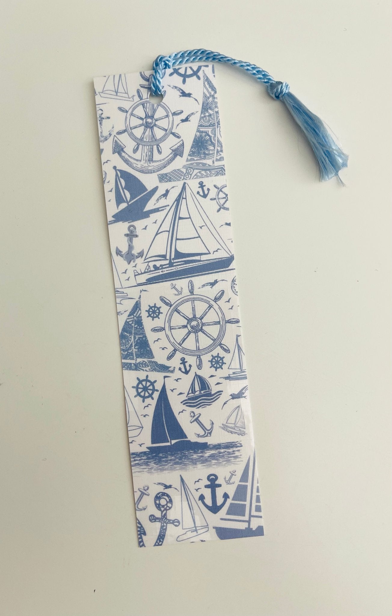 Sailboat - Laminated Bookmark with Matching Tassel