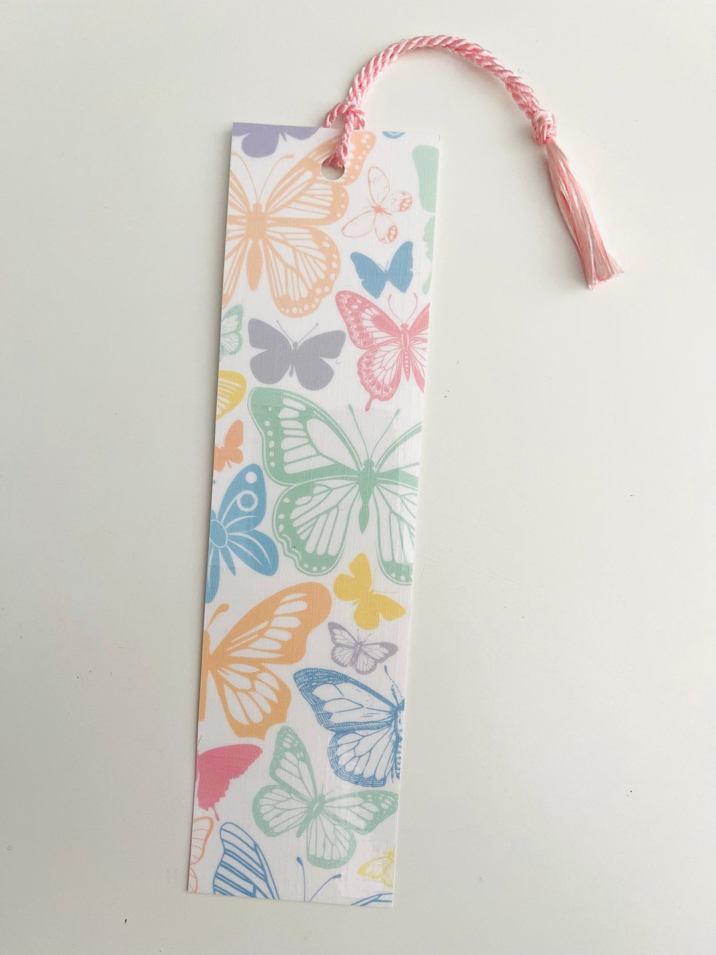 Pastel Butterflies - Laminated Bookmark with Matching Tassel