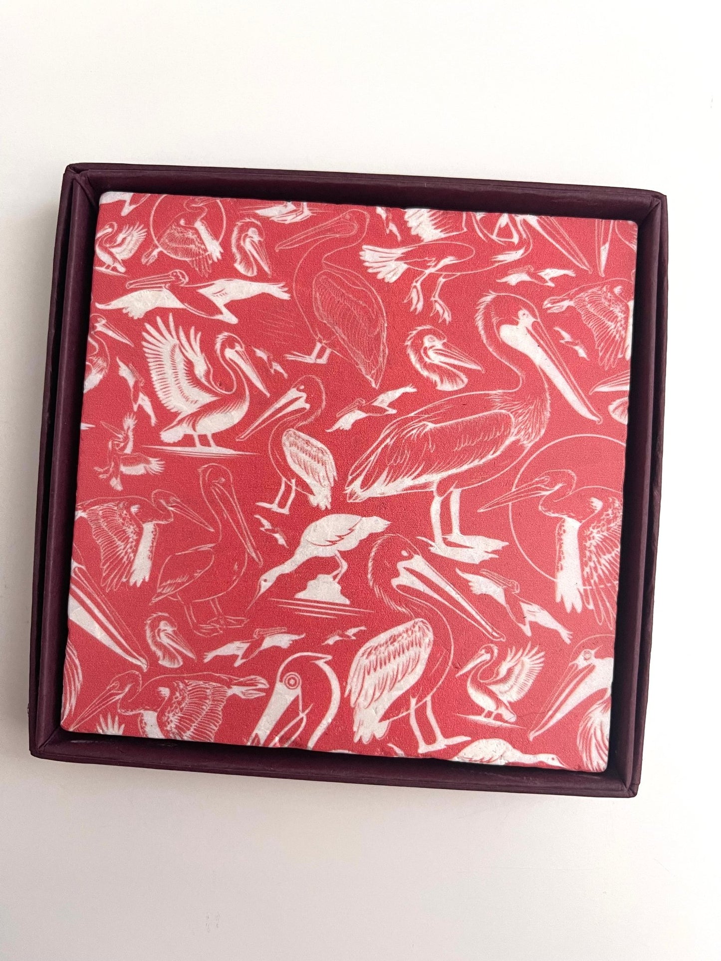Pelican Lineart Repeat - 4” Marble Coaster