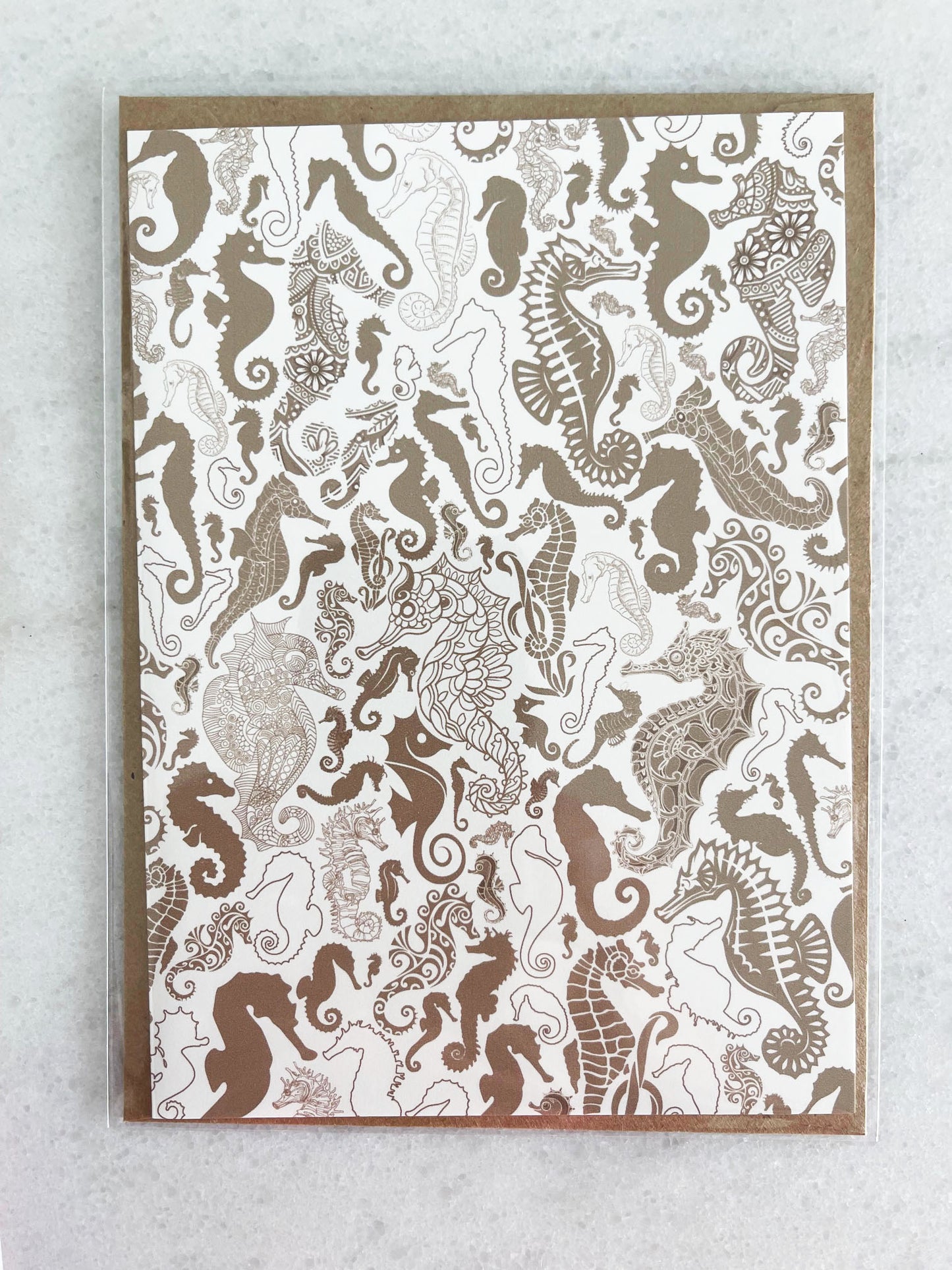 Brown Sand Seahorse - 5x7 Card with Matching Envelope