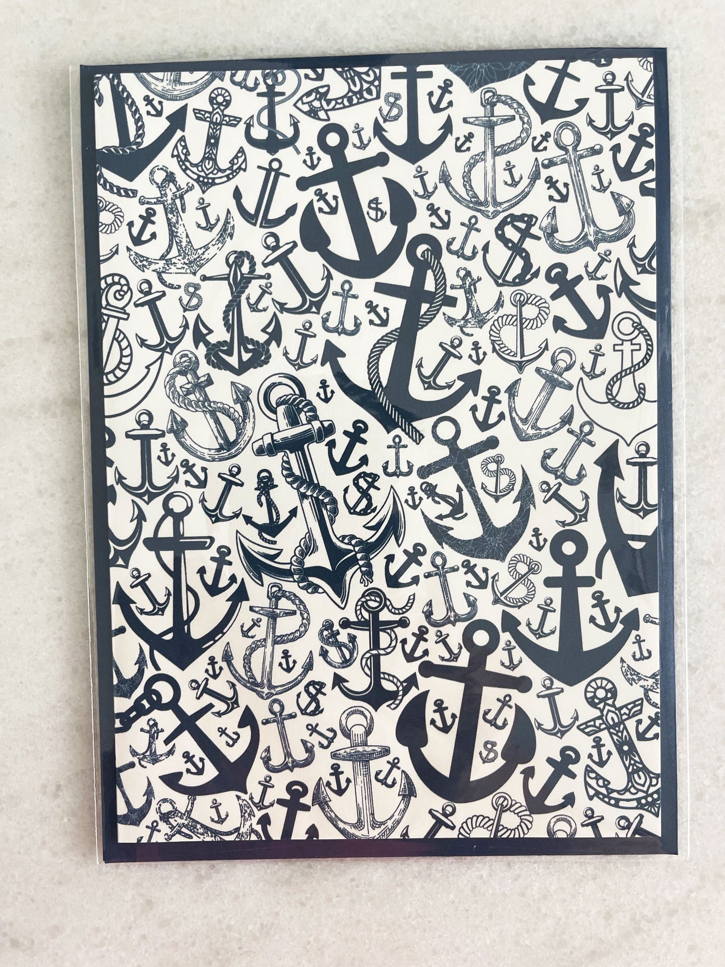 Navy Blue Anchor - 5x7 Card with Matching Envelope