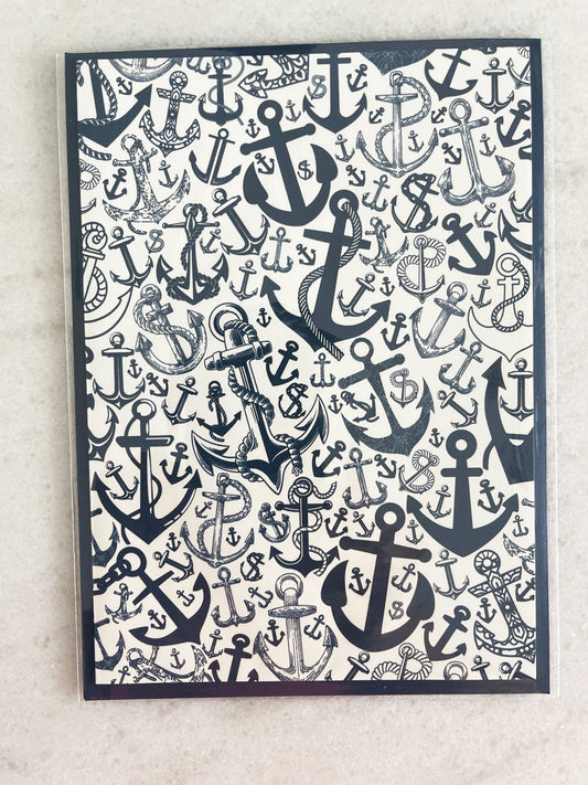 Navy Blue Anchor - 5x7 Card with Matching Envelope