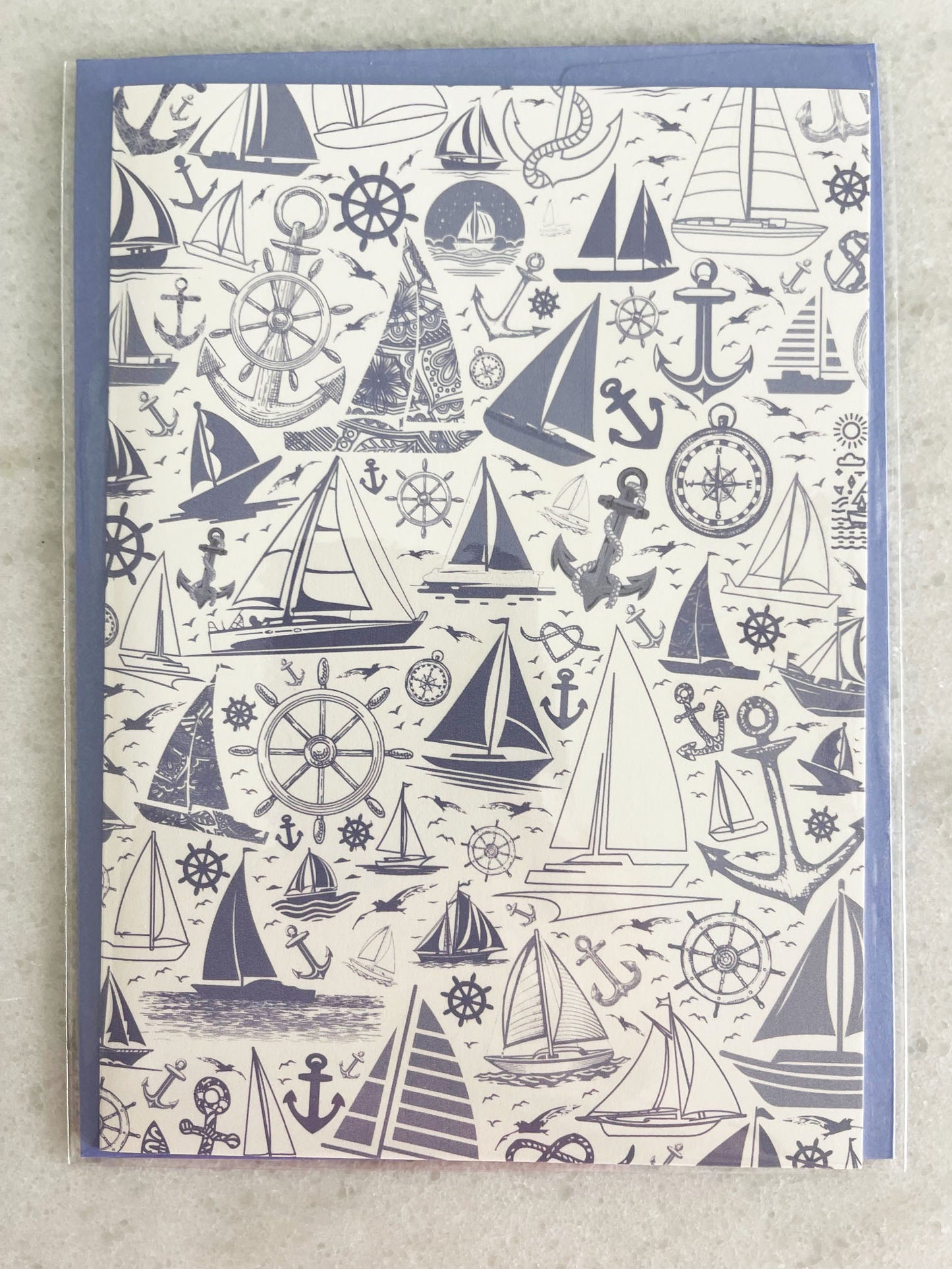 Periwinkle Sailboat - 5x7 Card with Matching Envelope