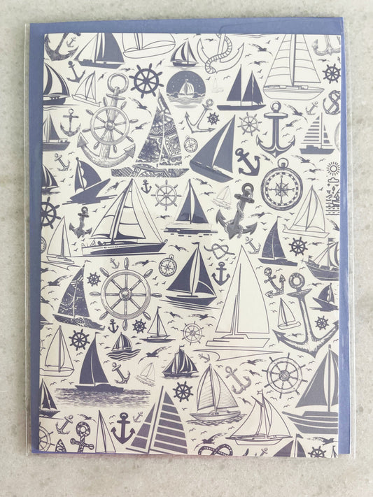 Periwinkle Sailboat - 5x7 Card with Matching Envelope