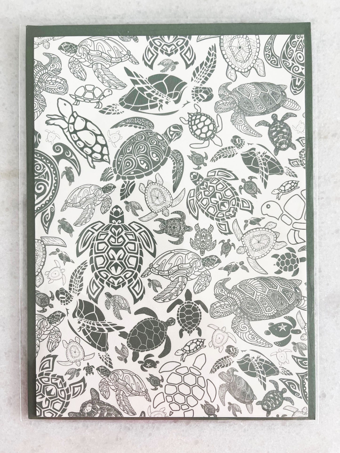 Green Turtle - 5x7 Card with Matching Envelope