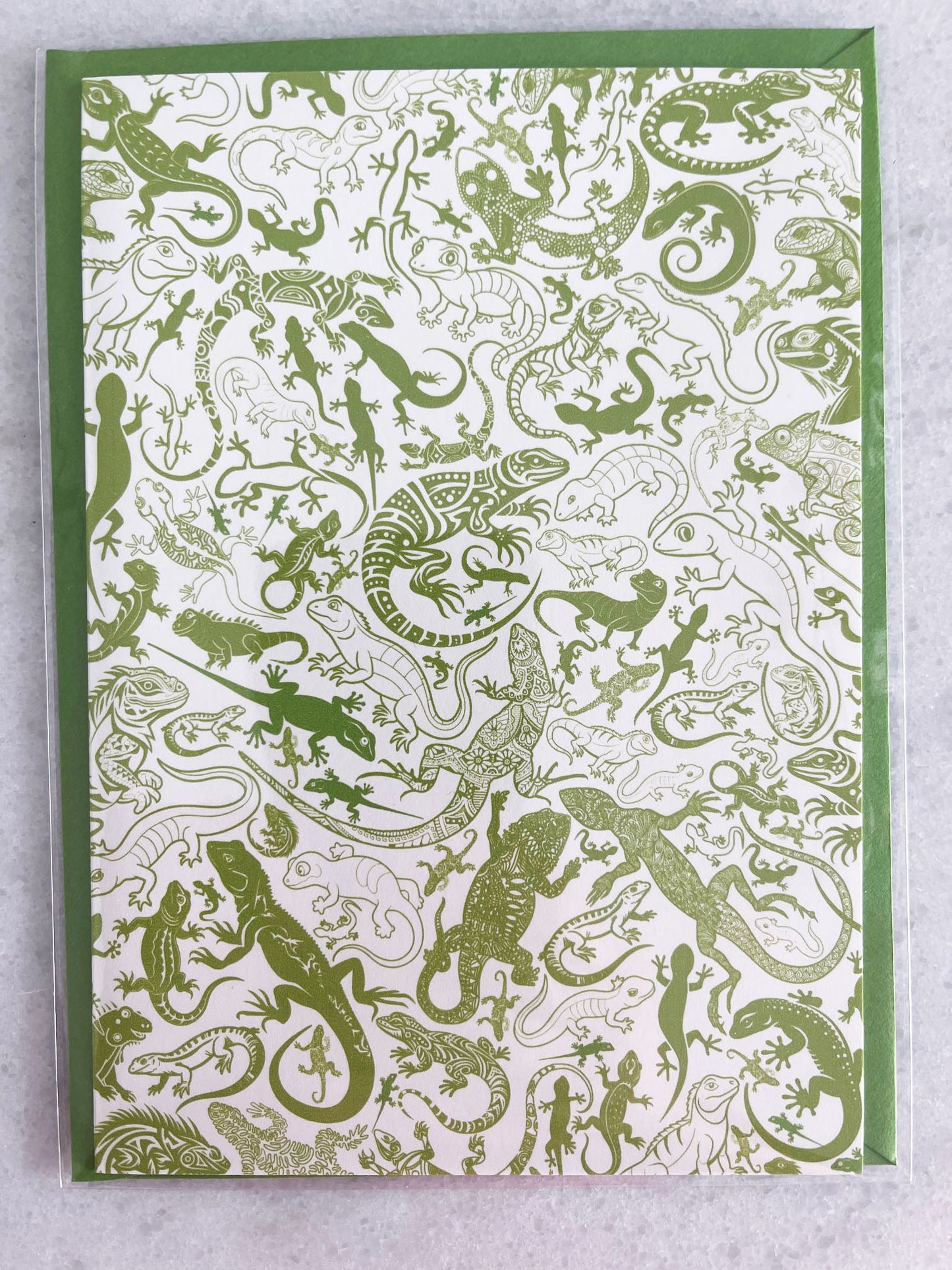 Green Gecko - 5x7 Card with Matching Envelope