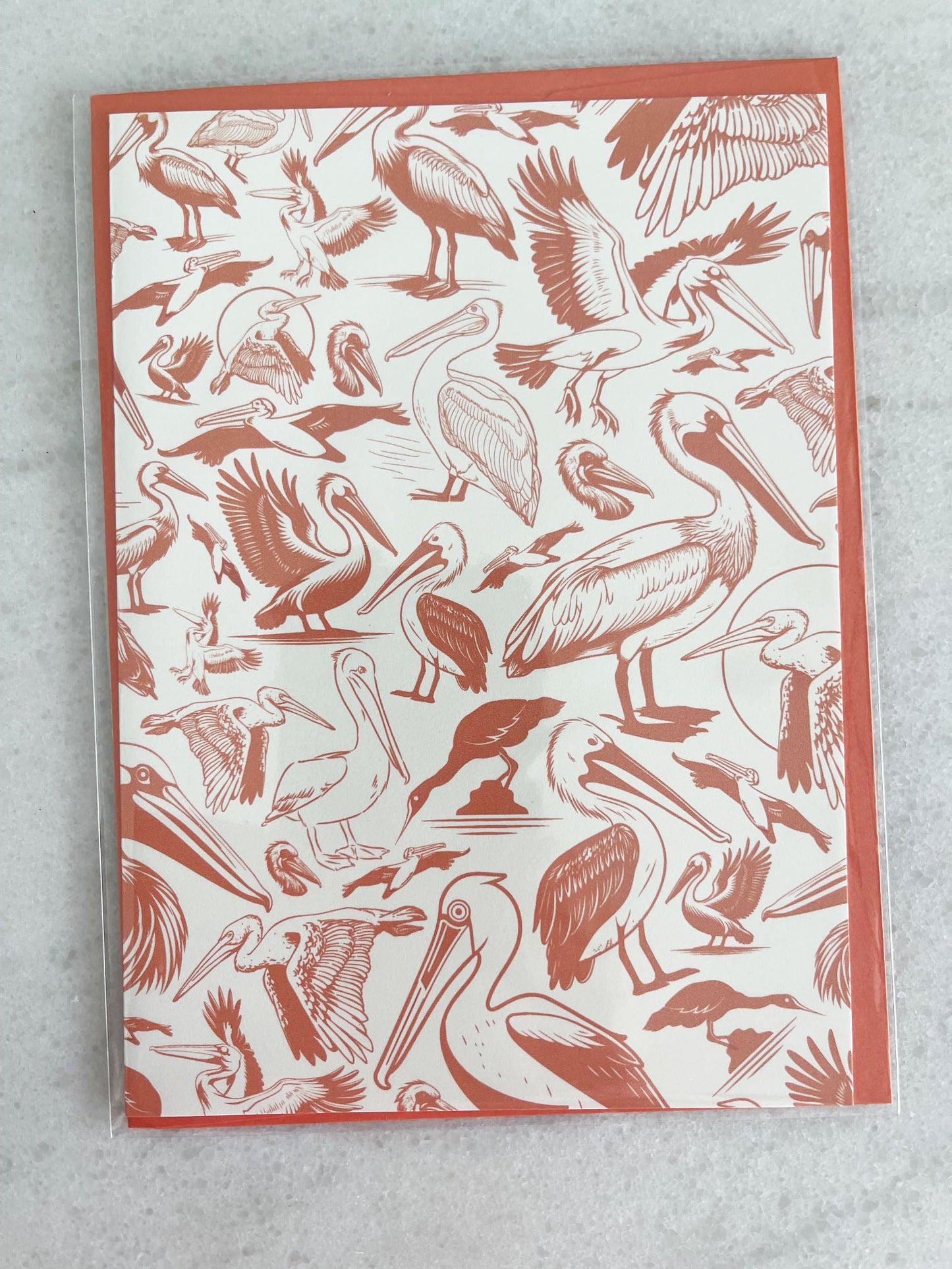 Orange Pelican - 5x7 Card with Matching Envelope