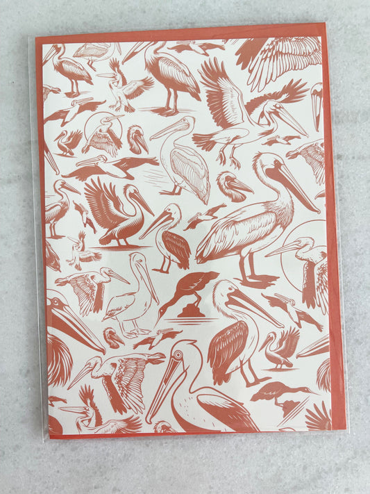 Orange Pelican - 5x7 Card with Matching Envelope