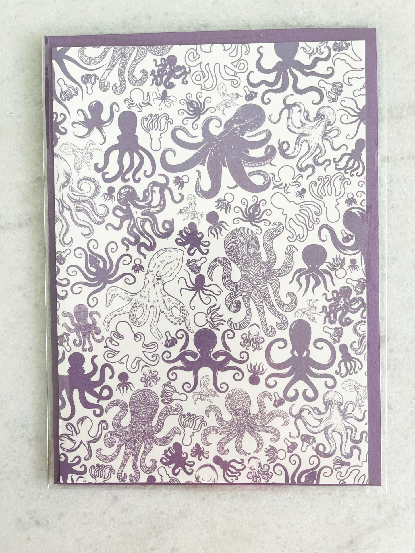 Purple Octopus - 5x7 Card with Matching Envelope